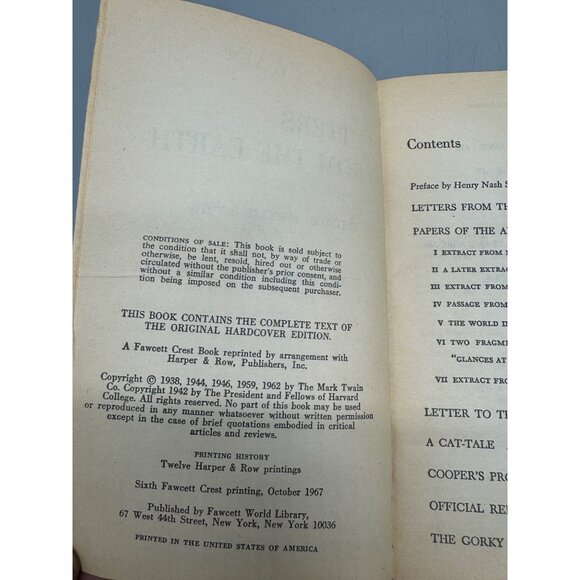 Mark Twain Letters From The Earth Paperback book 1967 Bernard DeVoto Fawcet READ - Picture 5 of 6